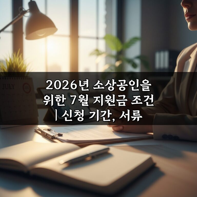 2026년 소상공인을 위한 7월 지원금 조건 | 신청 기간, 서류 핵심 정리