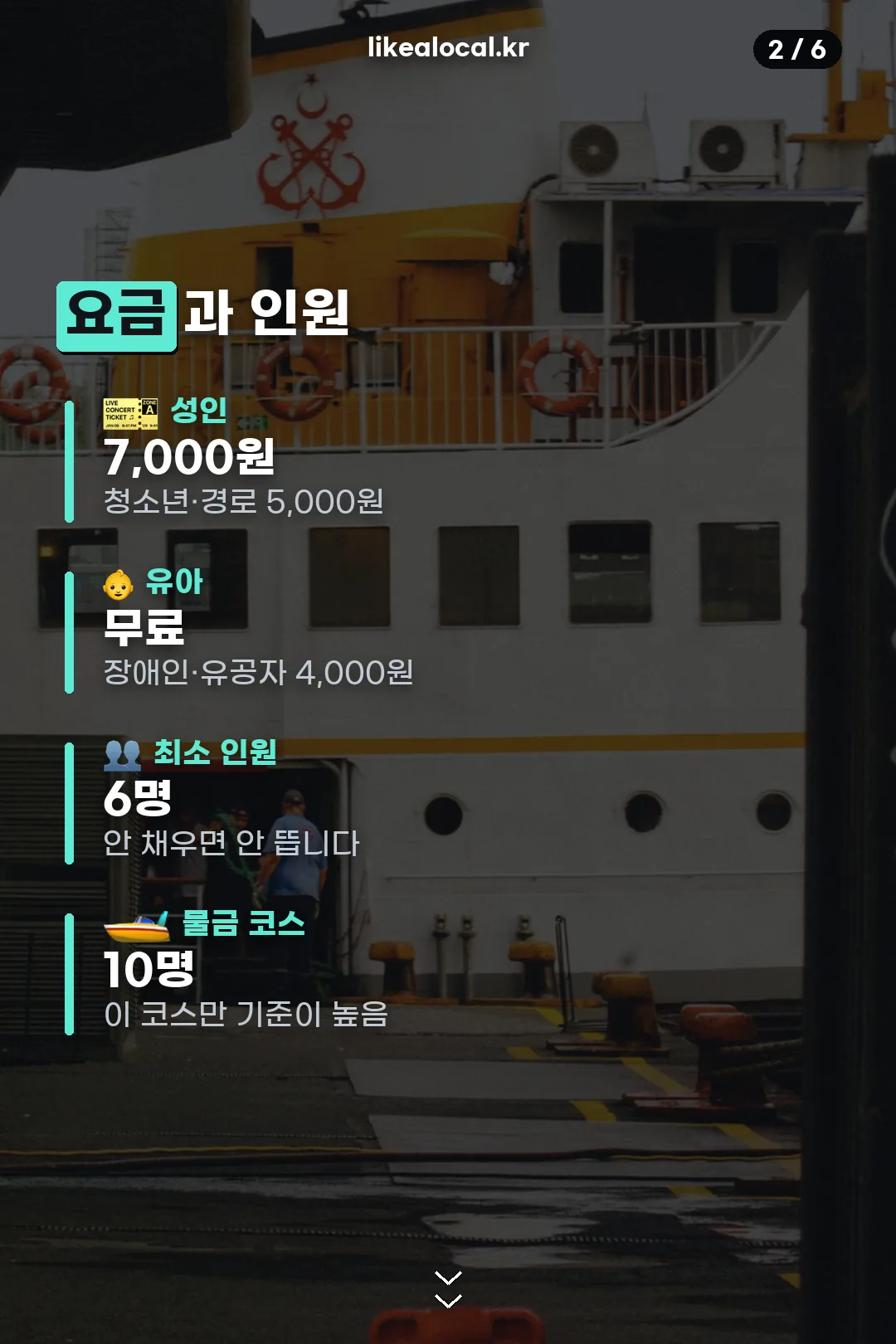 요금과 최소 승선 인원