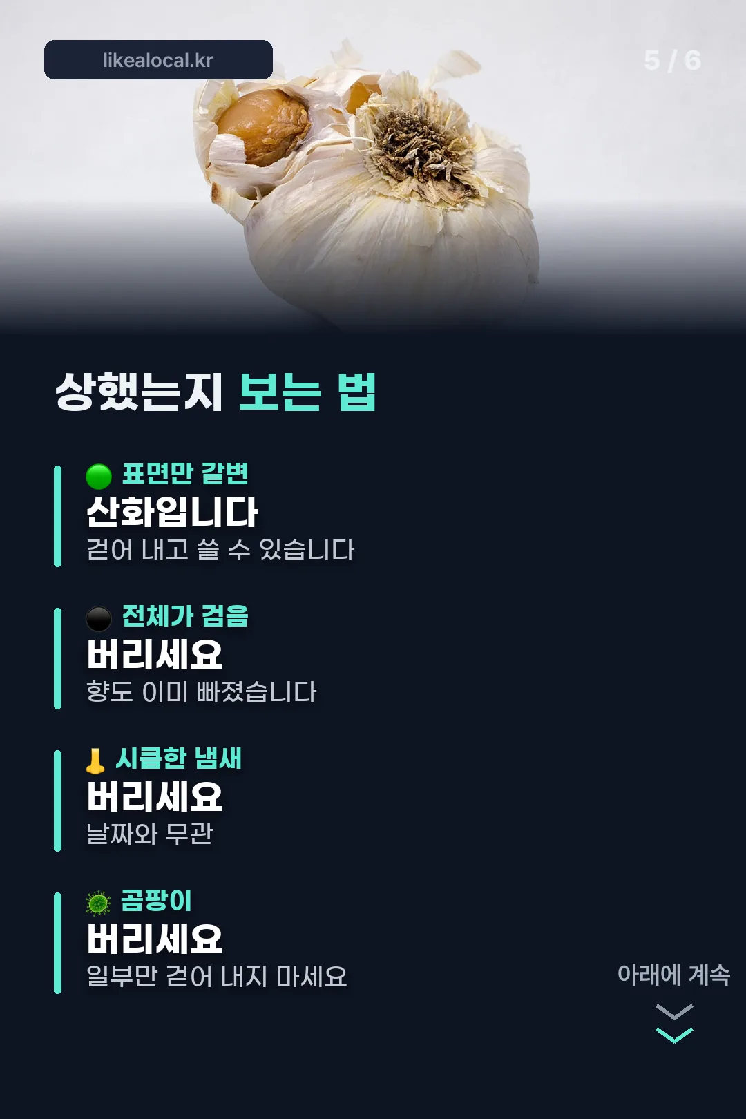 상한 상태 판단 기준